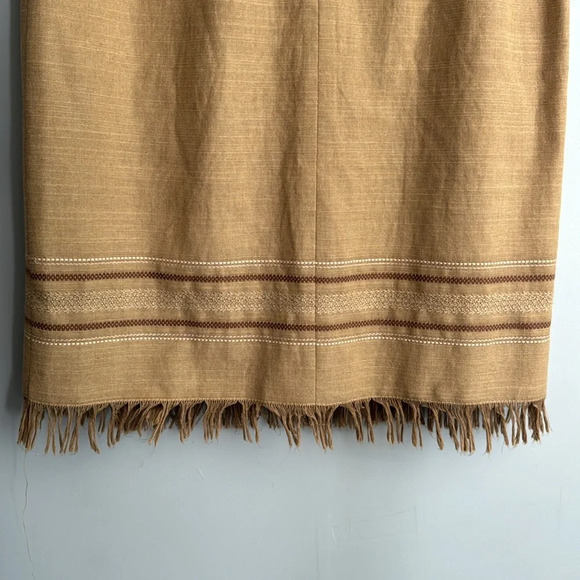 Kasper & Co. Skirt Tan Cotton Blend Maxi Size 10 Lined Fringe Moana - Picture 7 of 7